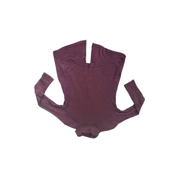 We The Free People Womens Sz S Burgundy Split Back Turtleneck Knit Oversize Top - Picture 8 of 8